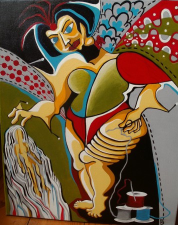 Tirée à 4 épingles - huile sur toile